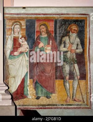 Madonna col Bambino ,S. Onofrio - gresco - bresciano nel 1513 - Cortine di nave (Bs),Italia, chiesa parrocchiale di San Mar Foto Stock