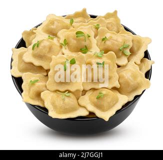 Ravioli italiani isolati su sfondo bianco Foto Stock
