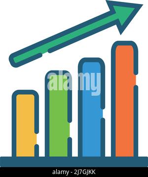 Grafici a barre moderni e frecce crescenti. Grafico che mostra il business e gli investimenti. Vettore modificabile. Illustrazione Vettoriale