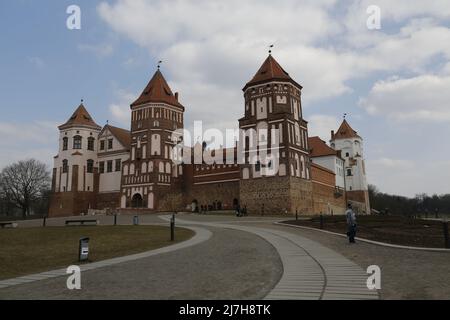 Vista sul castello di Mir in Bielorussia Foto Stock