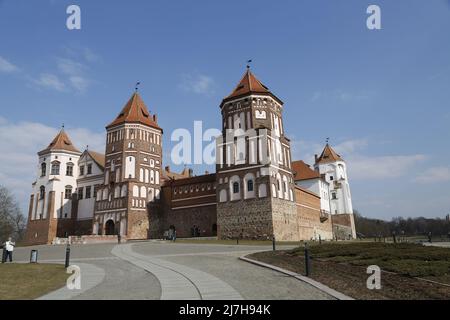 Vista sul castello di Mir in Bielorussia Foto Stock