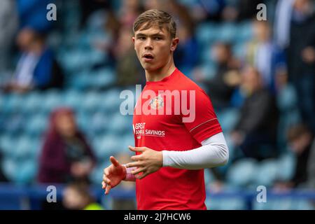 Callum Doyle #6 di Sunderland durante il riscaldamento pre-partita Foto Stock