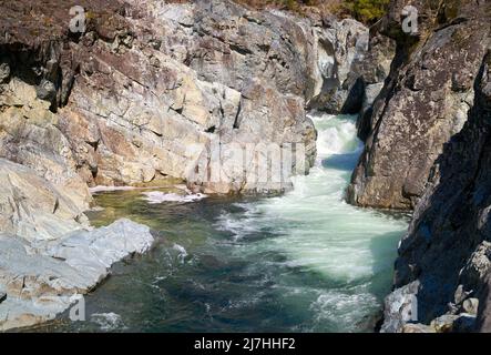 Kennedy River Rapids Vancouver Island. Rapide sul fiume Kennedy nel centro dell'isola di Vancouver. British Columbia Canada. Foto Stock