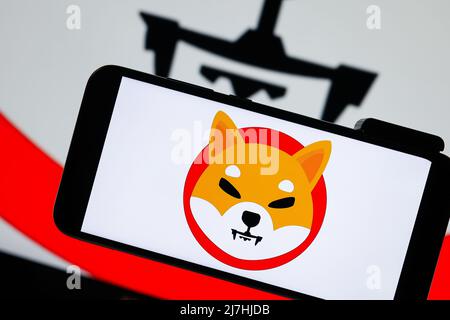 Shiba Inu (SHIB) editoriale. Foto illustrativa per notizie su Shiba Inu (SHIB) - una criptovaluta Foto Stock