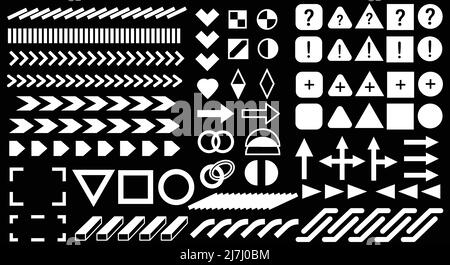 Raccolta di elementi di forma geometrica semplice di brutalismo. Una serie di forme e trame di base acida diverse per i modelli. Moderno stile memphis. Digitale Illustrazione Vettoriale