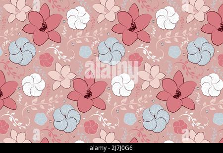 Bel motivo delicato con gigli e ramoscelli Illustrazione Vettoriale