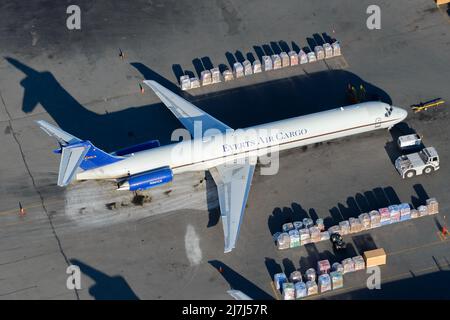 Velivolo Everts Air Cargo McDonnell Douglas MD-82. Trasporto merci con Everts Cargo MD-82, anche noto come MD-82F da MD-80. N961CE aeroplano. Foto Stock