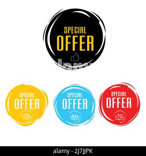 Offerta speciale , Black Friday , low price round bubbles tag design vettoriale Illustrazione Vettoriale