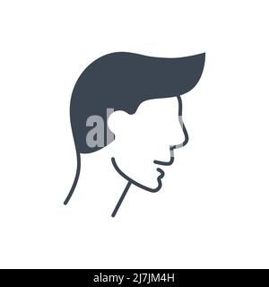Icona del glifo vettoriale correlato alla testa. Uomo testa segno. Isolato su sfondo bianco. Illustrazione vettoriale modificabile Illustrazione Vettoriale