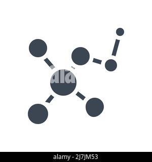 Icona glifo vettoriale correlato alla molecola. Segno della molecola. Isolato su sfondo bianco. Illustrazione vettoriale modificabile Illustrazione Vettoriale