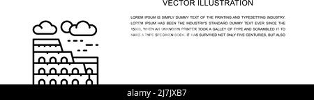 Kiev, Ucraina - 1 marzo 2022: Vector Coliseum, Italia, icona di una linea. Illustrazione continua su una riga. Illustrazione Vettoriale