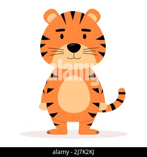 Carino tigre cartoon. Animale divertente. Illustrazione vettoriale piatta. Illustrazione Vettoriale