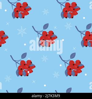 Natale agrifoglio bacche senza cuciture modello. Piante di Natale. Illustrazione Vettoriale