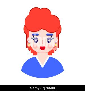 Faccia femmina in stile piatto Illustrazione Vettoriale