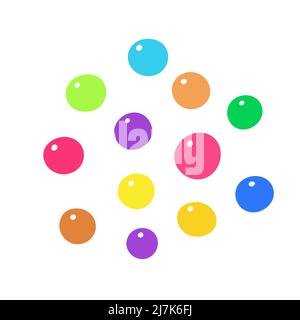 Cartone animato caramella isolato su sfondo bianco. Dolce fatto a mano. Colore dolce natalizio, cioccolato, lecca lecca. Segno di trucco o di delizia. Caramello dragee. R Illustrazione Vettoriale