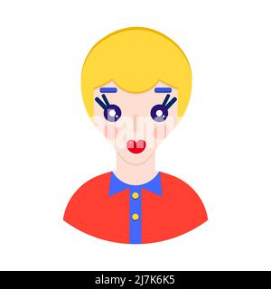 Faccia femmina in stile piatto Illustrazione Vettoriale