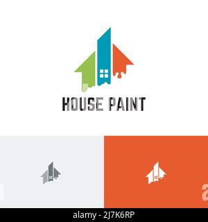 Pittura colorata Service House Building Real Estate Construction Logo Illustrazione Vettoriale