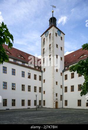 Pretzsch Ldkr Lutherstadt Wittenberg Bildnr 2211 Schloßhof Links Nordflügel Mitte Treppenturm rechts Ostflügel 1571-74 Foto Stock