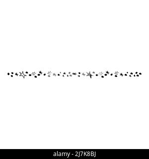 Cornice di bordo in stile semplice con stelle, linee, cerchi isolati su sfondo bianco. Doodle decorazione carina. Illustrazione vettoriale Illustrazione Vettoriale