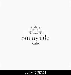 design con logo sun e coffee adatto per le attività di caffetteria Illustrazione Vettoriale