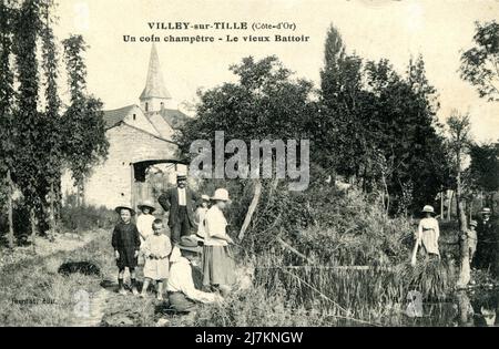 Villey-sur-Tille, la vecchia frusta Dipartimento: 21 - Côte d'Or Regione: Bourgogne-Franche-Comté (ex Bourgogne) cartolina d'epoca, fine 19th - inizio 20th secolo Foto Stock