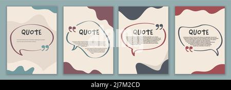 Vector Set template speech bubble quote sign.cover -poster - quote symbol with text in empty box. Spazio per il commento - messaggio di conversazione o discussione Illustrazione Vettoriale