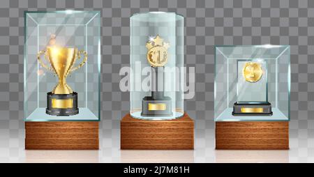 Vetrina dei premi dei trofei di vetro in cristallo mockup Illustrazione Vettoriale