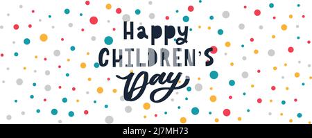 Buon giorno dei bambini. Frase vacanza. Lettere vettoriali disegnate a mano Illustrazione Vettoriale