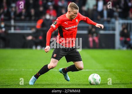 Adrien TRUFFERT di Rennes durante la UEFA Conference League, Round of 16, partita di calcio a 2nd gambe tra Stade Rennais (Rennes) e Leicester City il 17 marzo 2022 al Roazhon Park di Rennes, Francia - Foto Matthieu Mirville / DPPI Foto Stock