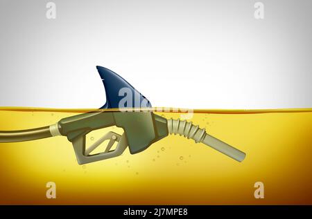 Il pericolo economico di energia e il rischio di benzina al concetto di pompa di gas mentre l'aumento dei prezzi del petrolio e il prezzo di trasporto di inflazione aumentano come doloroso. Foto Stock