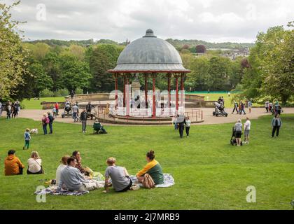 Bandstand a Roberts Park, Saltaire Foto Stock