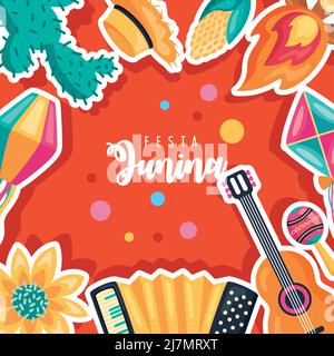 poster della cornice del festival festa junina Illustrazione Vettoriale