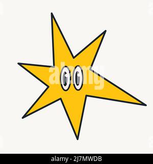 Fumetto vettore divertente carino star personaggio comico. Illustrazione Vettoriale