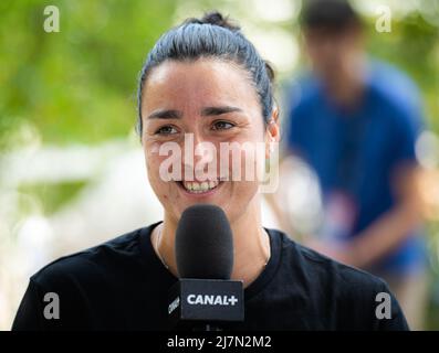 ONS Jabeur di Tunisia parla ai media durante il torneo Internazionale BNL d'Italia 2022, Masters 1000 il 9 maggio 2022 al Foro Italico di Roma - Foto: Rob Prange/DPPI/LiveMedia Foto Stock