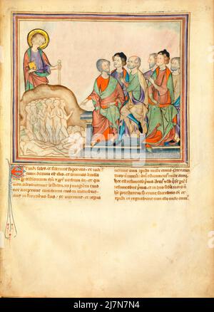 L'Apocalisse dei Chiostri ca. 1330 - l'Apocalisse, o Libro dell'Apocalisse, Giovanni evangelista, durante il suo esilio nell'isola greca di Patmos. In questa immagine - la prima risoluzione Foto Stock