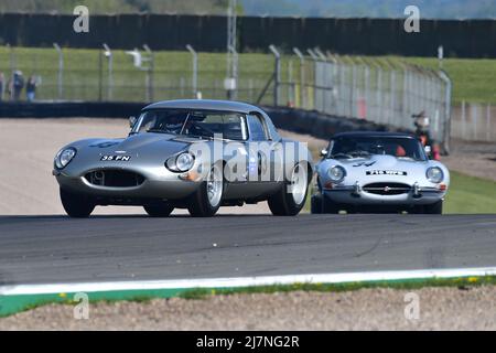 Jon Minshaw, Phil Keen, Jaguar e-Type, Jaguar Classic Challenge per le vetture Jaguar Pre-1966, una gara di sessanta minuti con l'opzione di un secondo pilota, doni Foto Stock