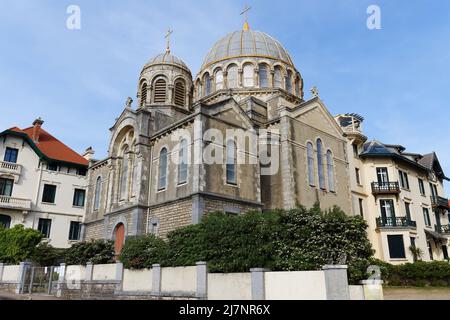 Chiesa ortodossa russa costruita nel 1892 per l'importante comunità russa che in quei giorni fu frequentemente visitata a Biarritz. Foto Stock