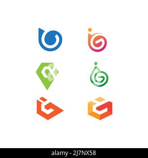 GI G i Letter Modern Logo Design Vector Foto Stock