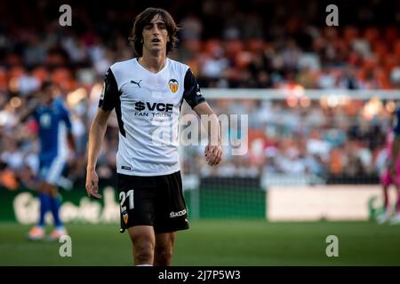 Bryan Gil di Valencia CF durante la partita la Liga tra Valencia CF e Real Betis Balompie. Foto di Jose Miguel Fernandez /Alamy Live News ) Foto Stock