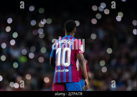 Barcellona, Spagna. 10/05/2022, , Ansu dati del FC Barcelona durante la partita Liga tra il FC Barcelona e il Real Celta de Vigoat Camp Nou a Barcellona, Spagna. Foto Stock