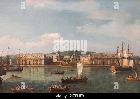 Pittura intitolata 'Una vista di Greenwich dal fiume' del Canaletto datata 1750 Foto Stock