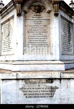 Monumento al 123 defunto nel buco Nero di Calcutta, 1756 Foto Stock