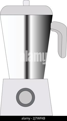 illustrazione di un miscelatore elettrico di colore argento su sfondo bianco Illustrazione Vettoriale