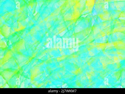 Astratto arte sfondo chiaro blu e verde colori. Pittura ad acquerello su tela con macchie turchesi sfumate e pennellate. Foto Stock