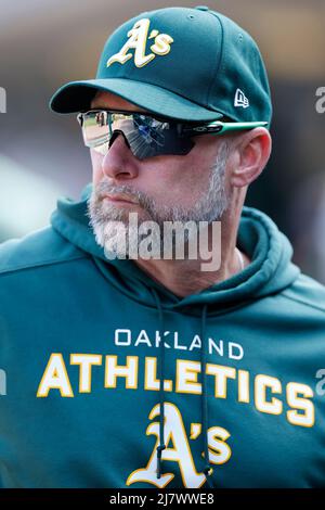 DETROIT, mi - 10 MAGGIO: Il manager degli Oakland Athletics Mark Kotsay (7) affronta i Detroit Tigers al Comerica Park il 10 maggio 2022 a Detroit, Michigan. (Joe Robbins/immagine dello sport) Foto Stock