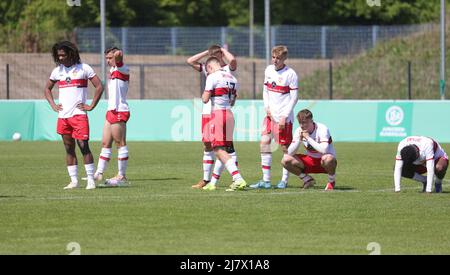 Duisburg, Germania. 08th maggio 2022. Primo: 05/08/2022 Fuvuball, calcio, gioventù, stagione 2021/2022, U 17, U17 Campionato tedesco dei B Juniors FC Schalke 04 - VfB Stuttgart Entrtv páuscht, Entrtv páuscht, VfB/dpa/Alamy Live News Foto Stock