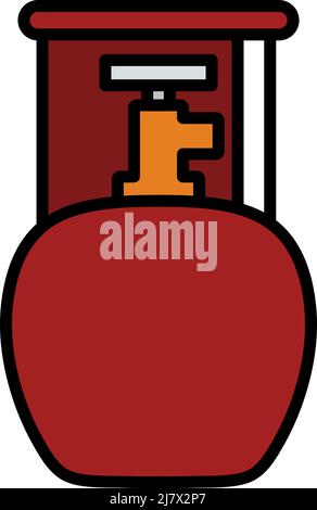 Icona del contenitore del gas da campeggio. Contorno grassetto modificabile con disegno riempimento colore. Illustrazione vettoriale. Illustrazione Vettoriale