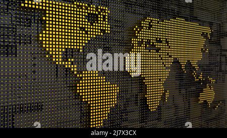 3d technology world map background. Concetto di dati di rete globale digitale. Business, futuro, idea internet. . Illustrazione 3D di alta qualità Foto Stock