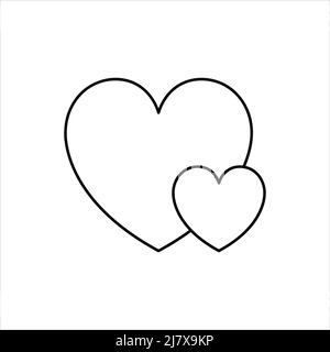 Vettore di contorno cardiaco isolato su sfondo bianco. Icona del cuore in un disegno piatto. Doodle cuori. Illustrazione Vettoriale