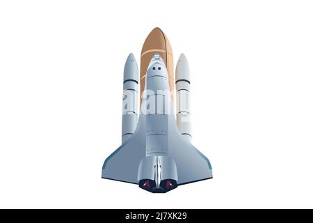 Space Shuttle isolato su sfondo bianco. Vettore, illustrazione Illustrazione Vettoriale